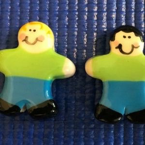 Four ceramic boy large beads/pendants